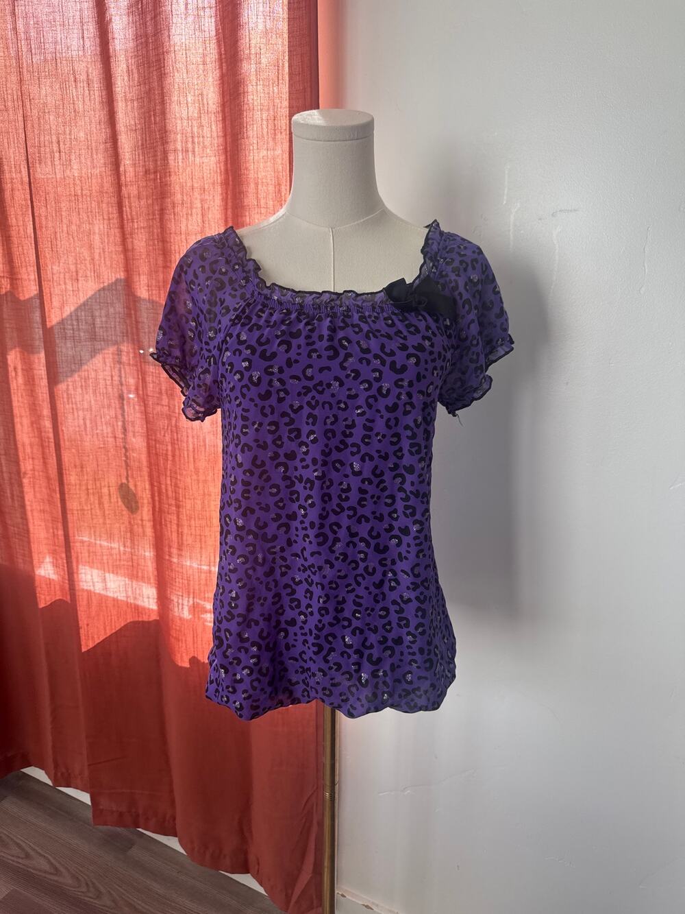 Vintage Y2K George Purple Leopard Shirt Snookie Jersey Shore Guidette Guido